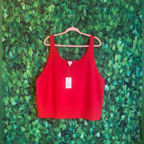 a new day Tops - Curvy Size - NWT V-neck Teddy Fur Red Tank Top